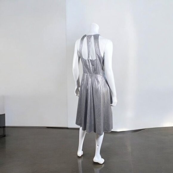 NWT H By Halston Metallic Faux Suede Dress Gunmetal, Size 8 - Picture 11 of 15